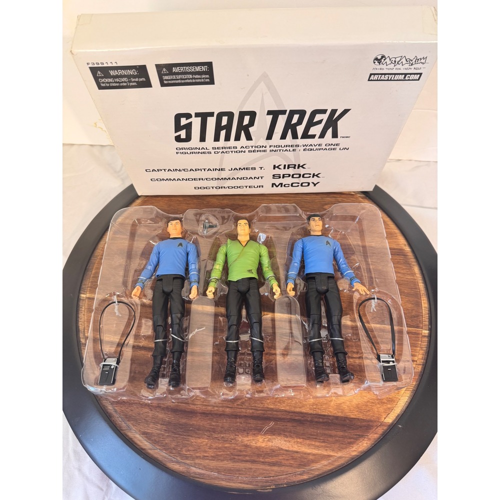 Vtg 03 Art Asylum Star Trek Action Figures Wave One Kirk Spock McCoy Set F399111